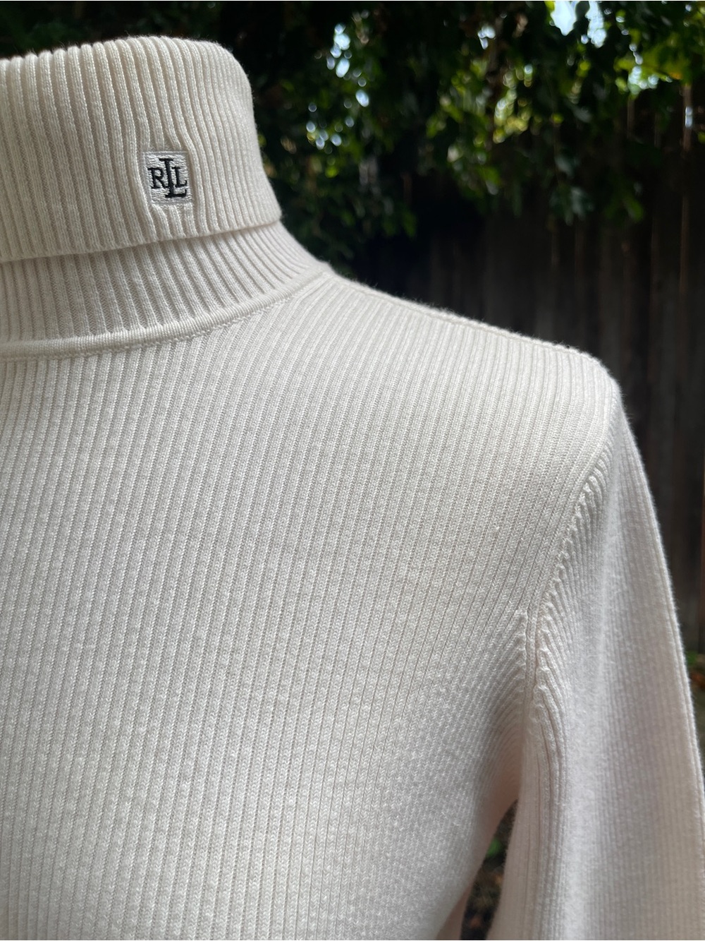 Lauren Ralph Lauren Ivory ribbed turtleneck sweater minimalist classic preppy XL